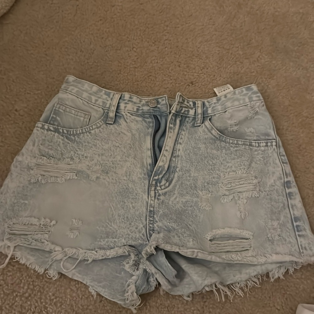 Light washed jean shorts